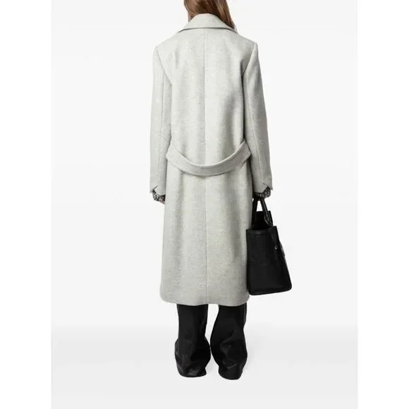 Zadig & Voltaire Mulan Double Breasted Grey Coat Size S New - Picture 4 of 16
